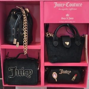 Juicy Couture 4 Piece Micro Bag Set Black 4.25" Inches NWT